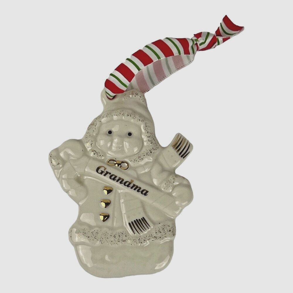 VINTAGE LENOX PORCELAIN SNOW BABY CHILD CHRISTMAS ORNAMENT W/ RIBBON for Grandma